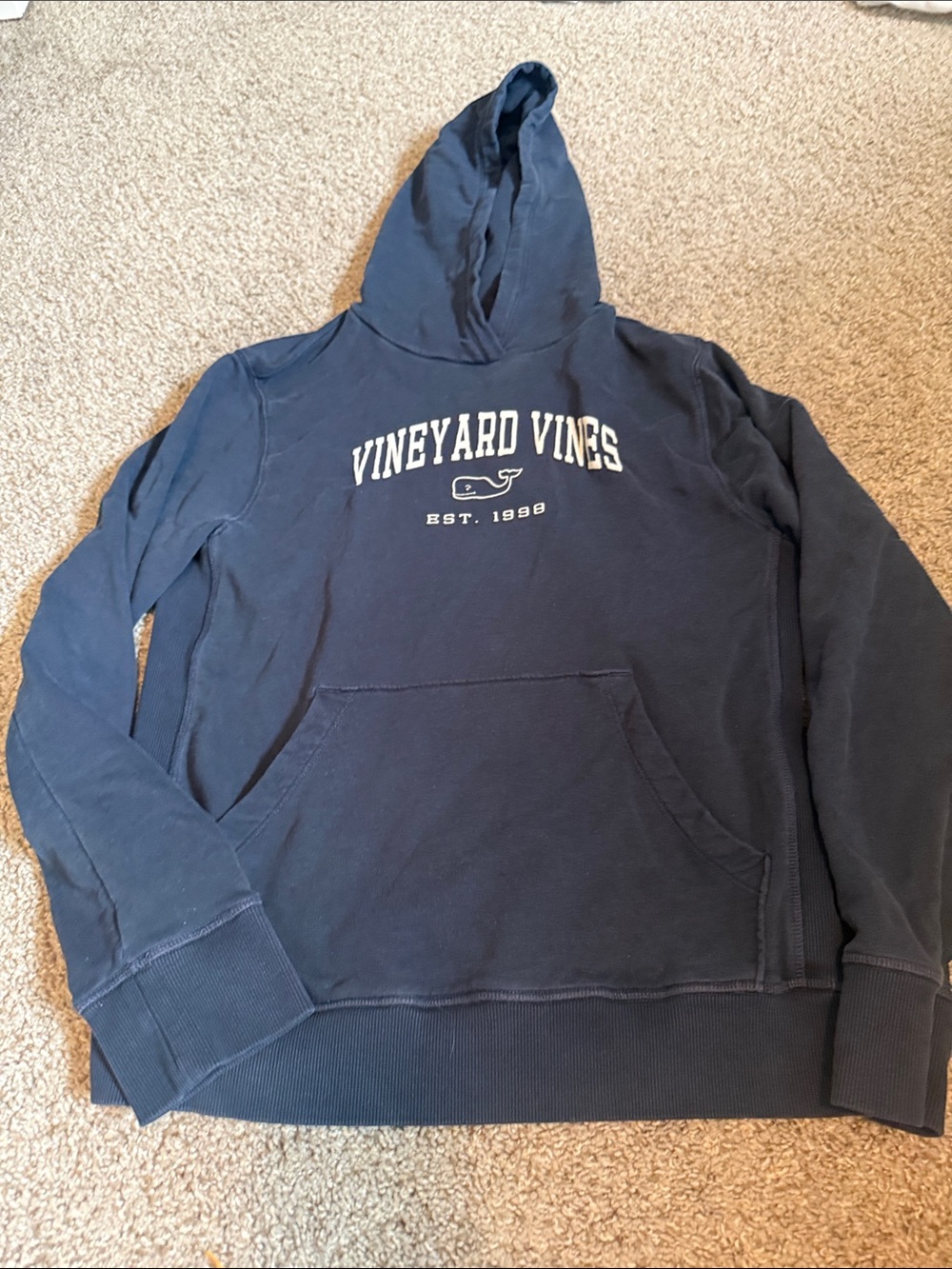 Vineyard Vines Navy Pullover Hoodie with White Logo